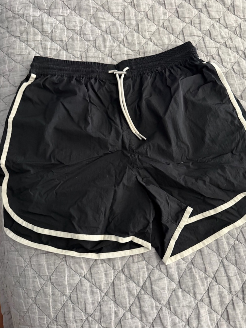 Varley Black Athletic Shorts with White Trim